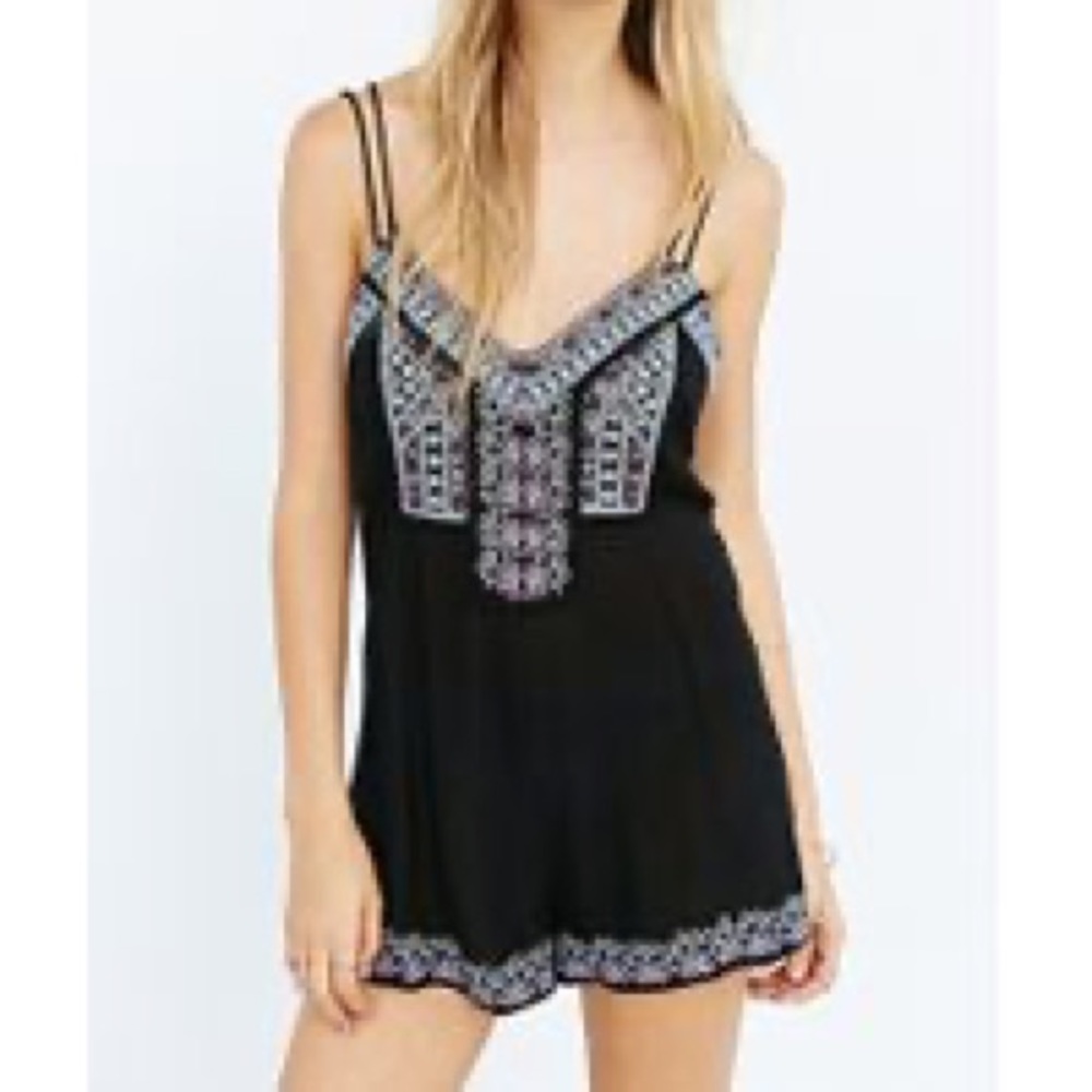 Staring at stars denaire embroidered romper